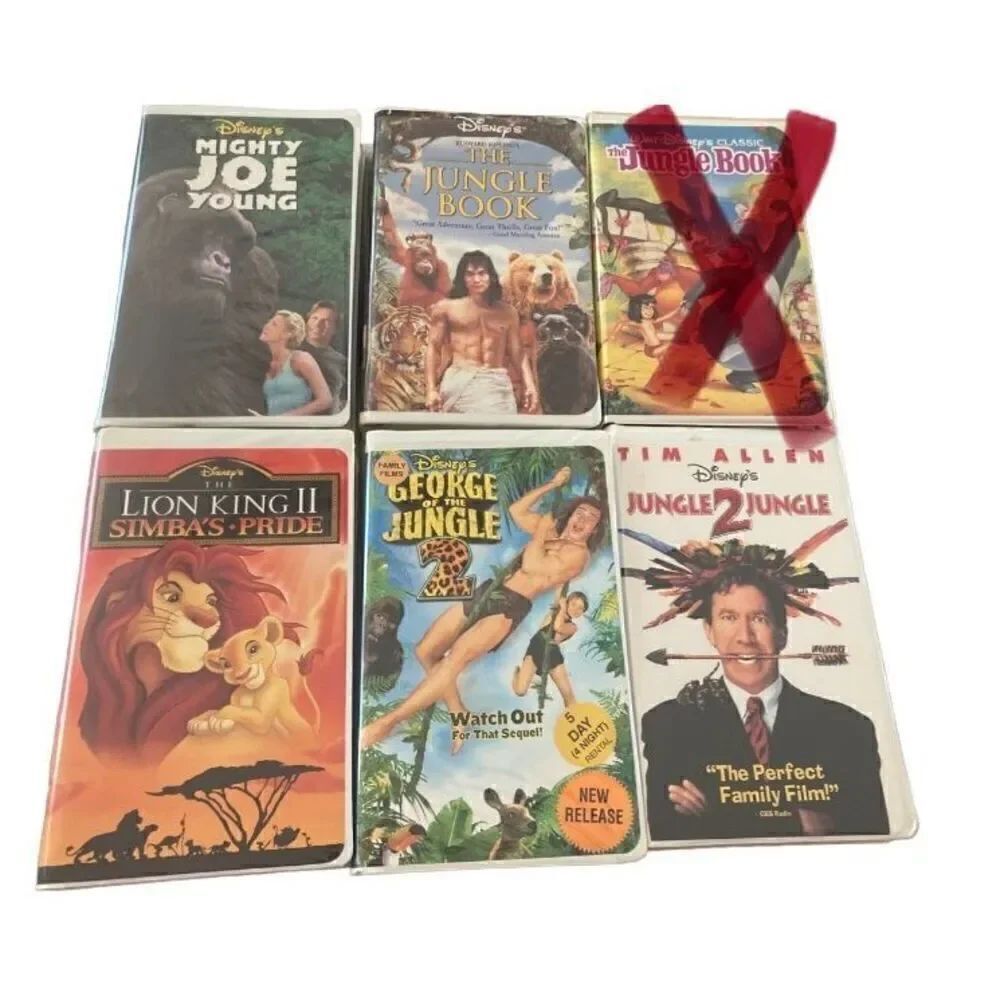Lot of 5 Disney Movies Lion King Jungle Book VHS Tape Vintage Movie 80s 90s Y2K